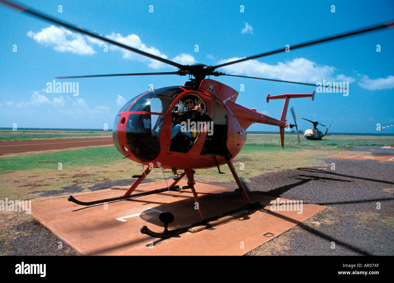 One of the helicopter for the popular tours over Kauaii Hawai USA Stock Photo