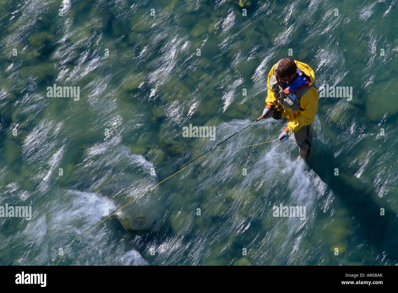 Man Fly Fishing on Canyon Creek Kenai Peninsula Alaska Stock Photo Alamy