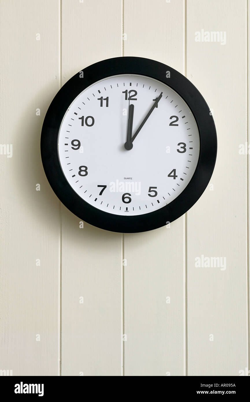 Wall Clock Showing Time At One O Clock 0100 1300 Stock Photo Alamy