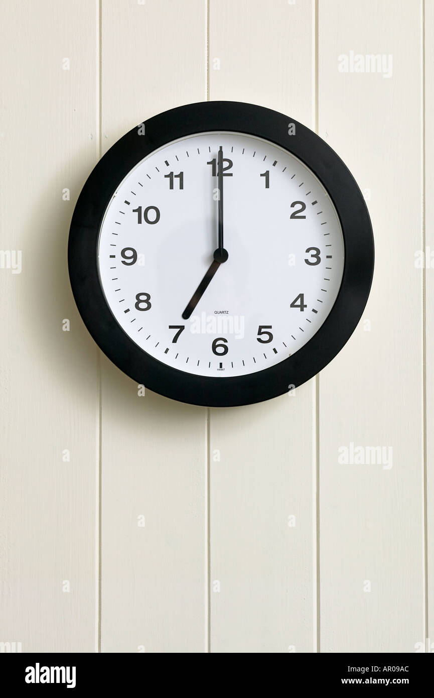 Wall Clock Showing Time At Seven O Clock 0700 1900 Stock Photo Alamy