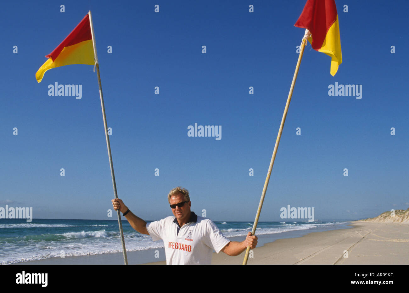 coast guard with flags, Gold Coast, Queensland, Australia Stock Photo