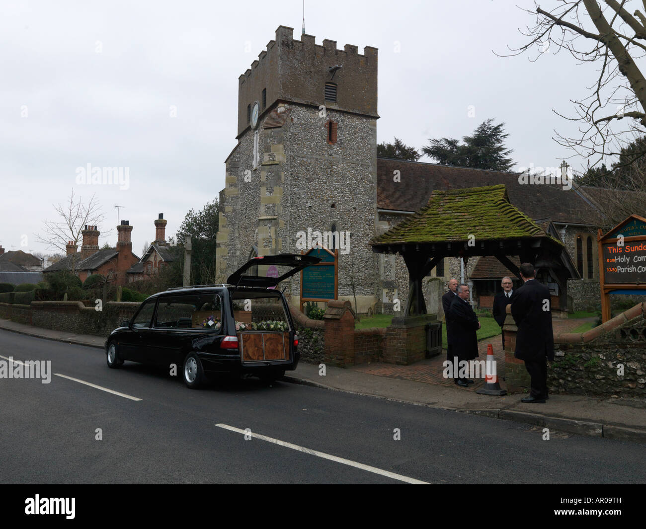 Funeral Saint Martins Church East Horsley Surrey England Coffin