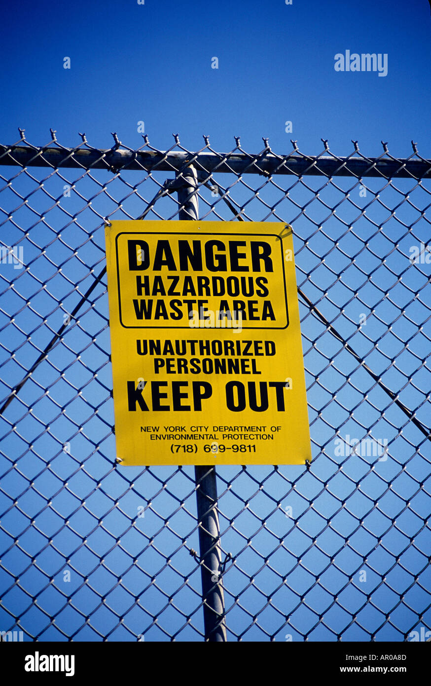 Hazardous waste warning sign New York Stock Photo Alamy