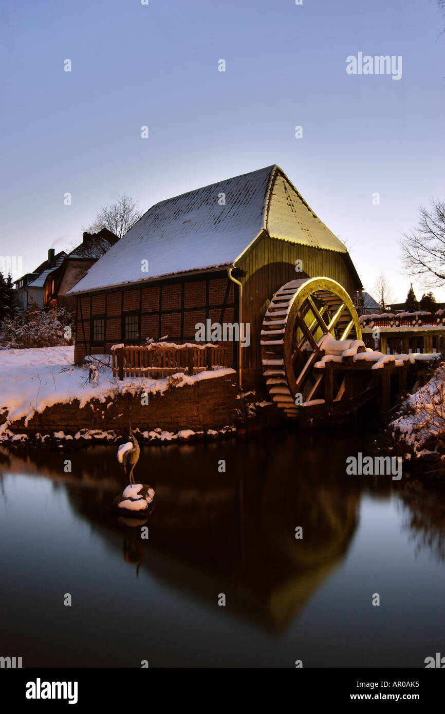 Watermill, Munster, Lower Saxony, Germany Stock Photo