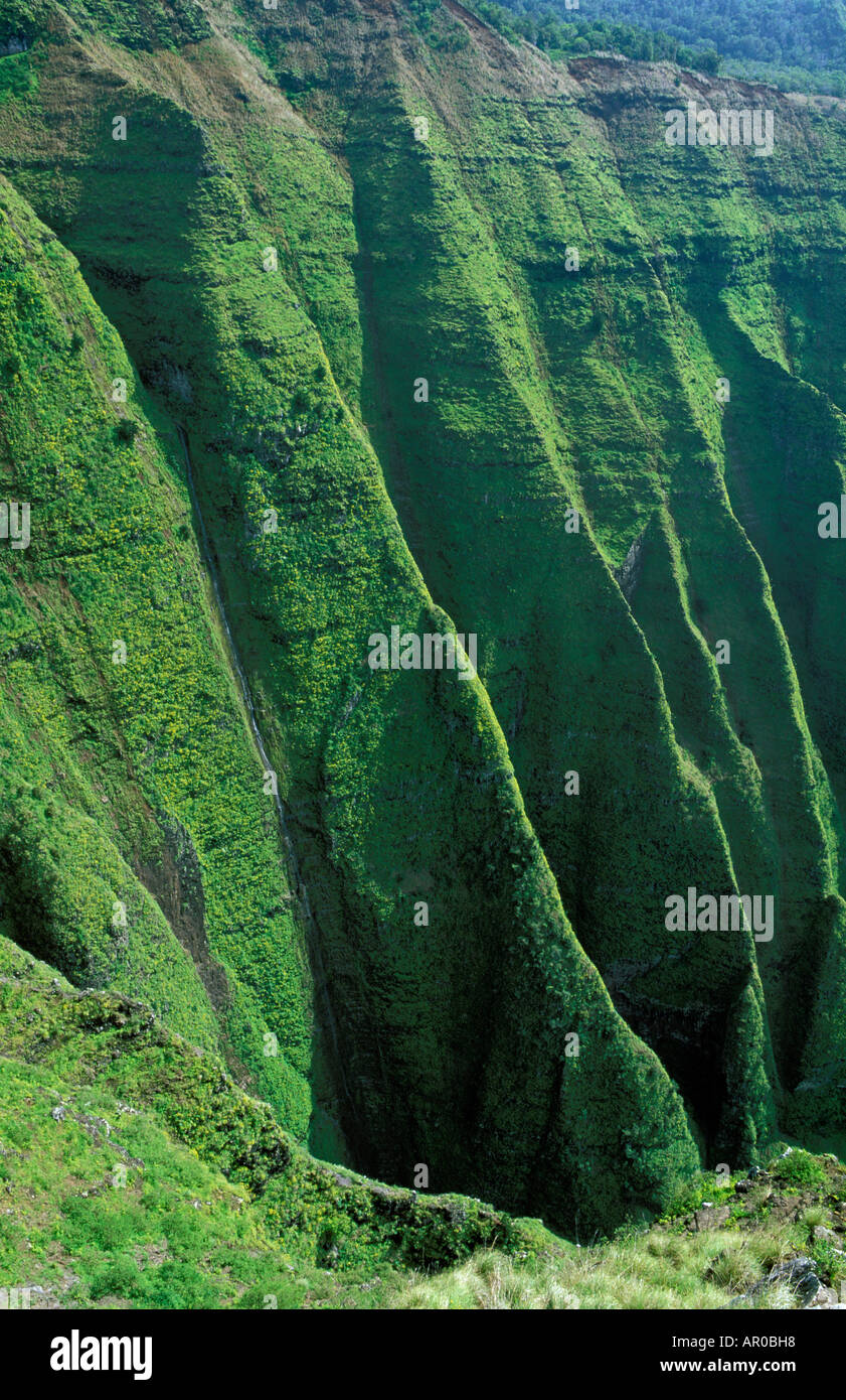 Aerial view of the Nualolo cliffs Na Pali Coast on the island of Kauaii Hawaii USA Stock Photo