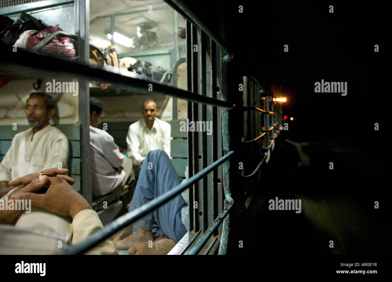Night train. Varanasi to Agra. India Stock Photo