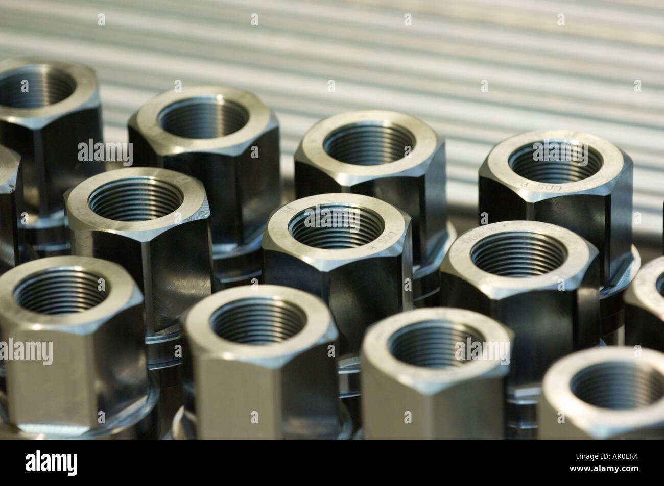 Installation material, nuts for machine construction Stock Photo Alamy