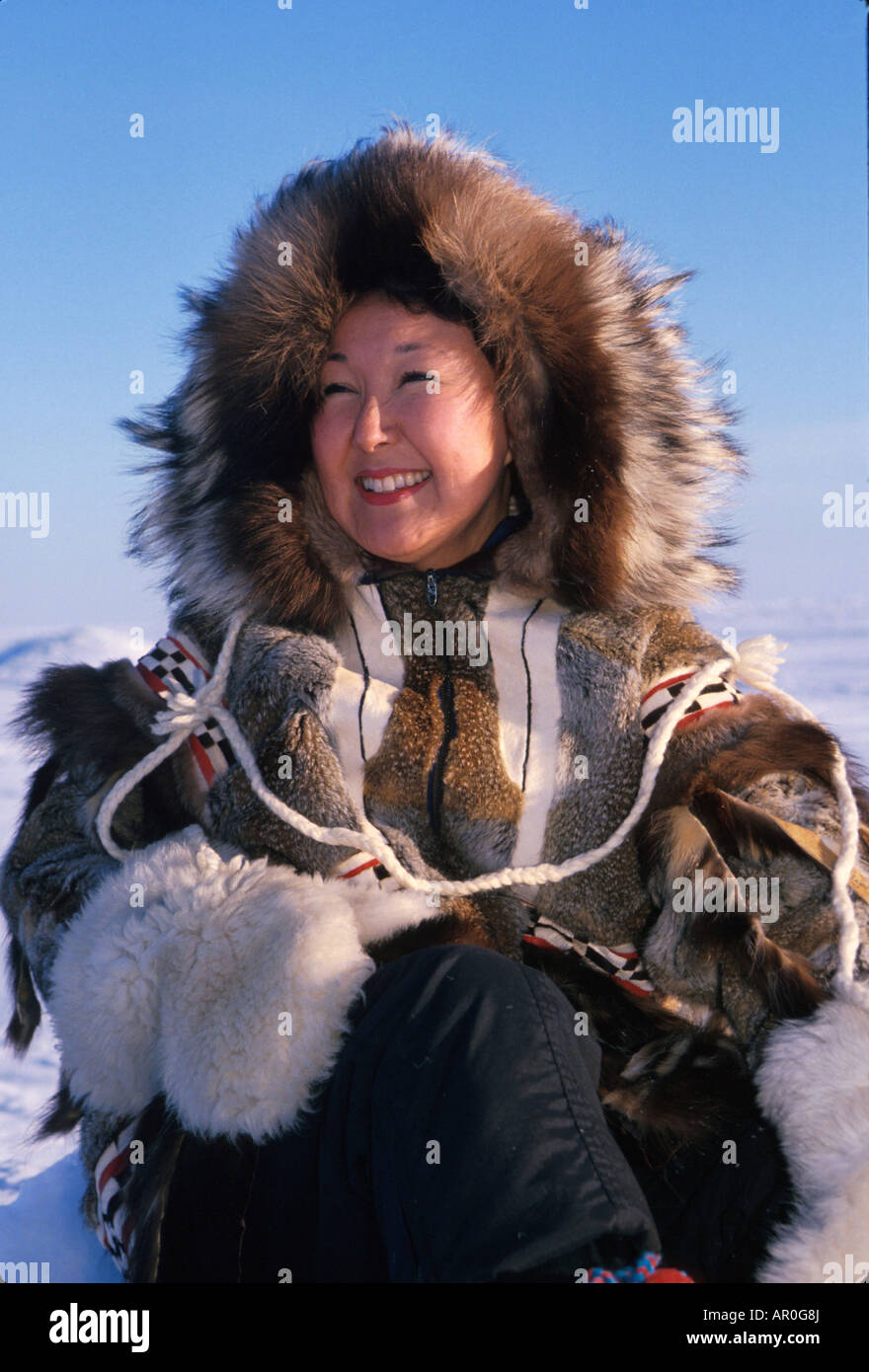 Inupiat Eskimo Woman in Fur Parka Nome AK Winter Stock Photo: 15898721 ...