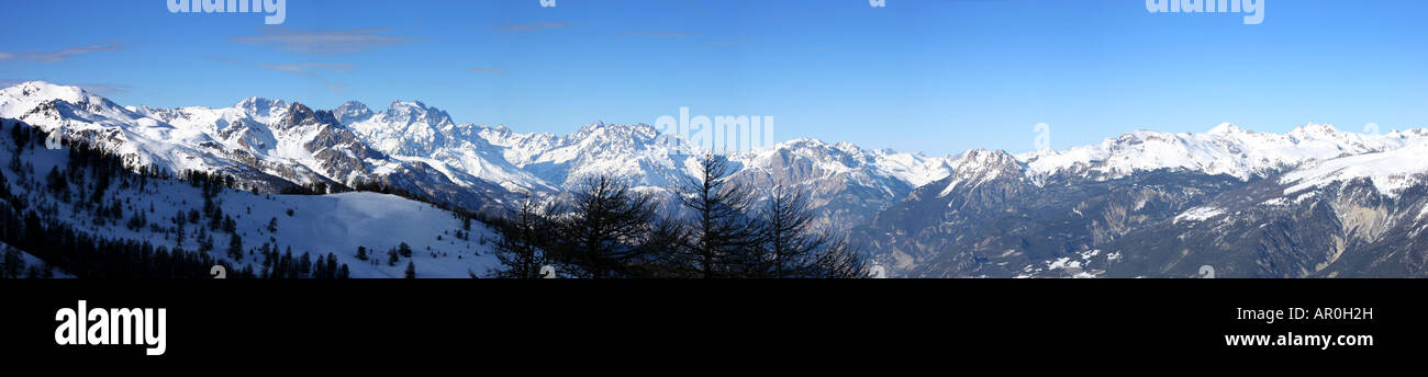 Panoramic view of the french alps Stock Photo