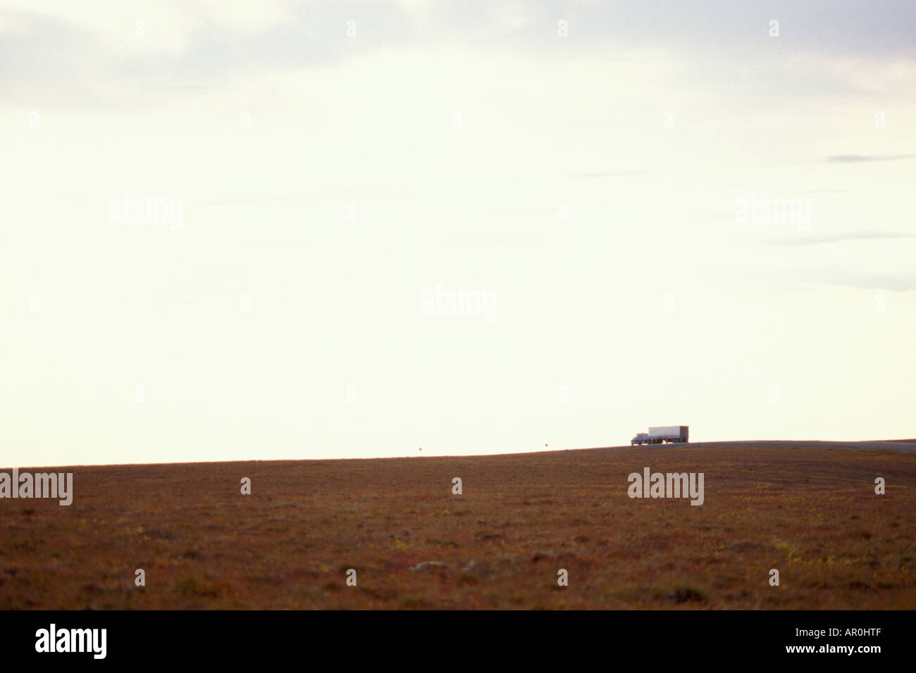 truck travelling on the Haul Road North Slope Arctic Alaska Stock Photo