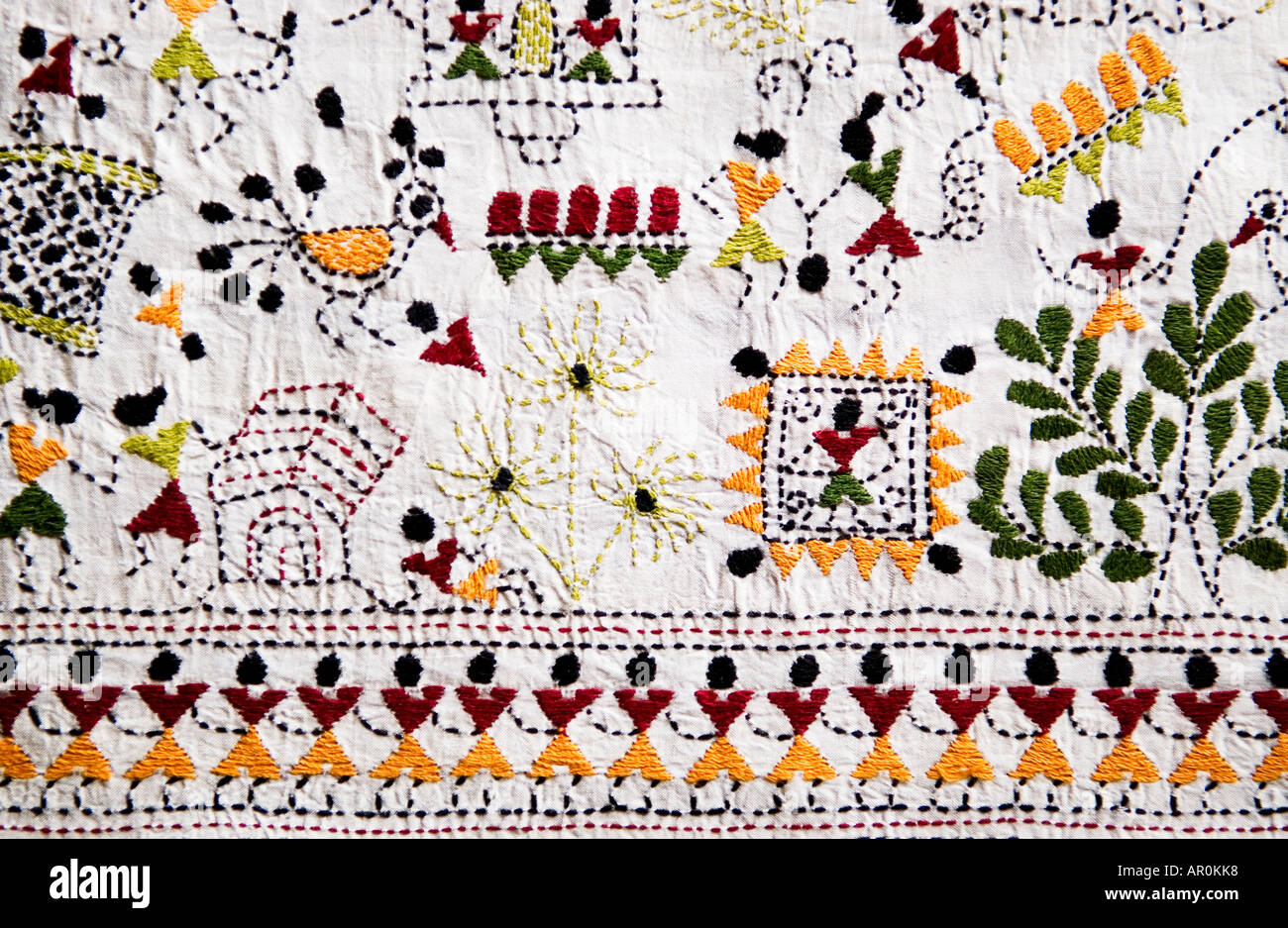 Hand made embroidered Bengali nakshi kanta shawl from Bengal India