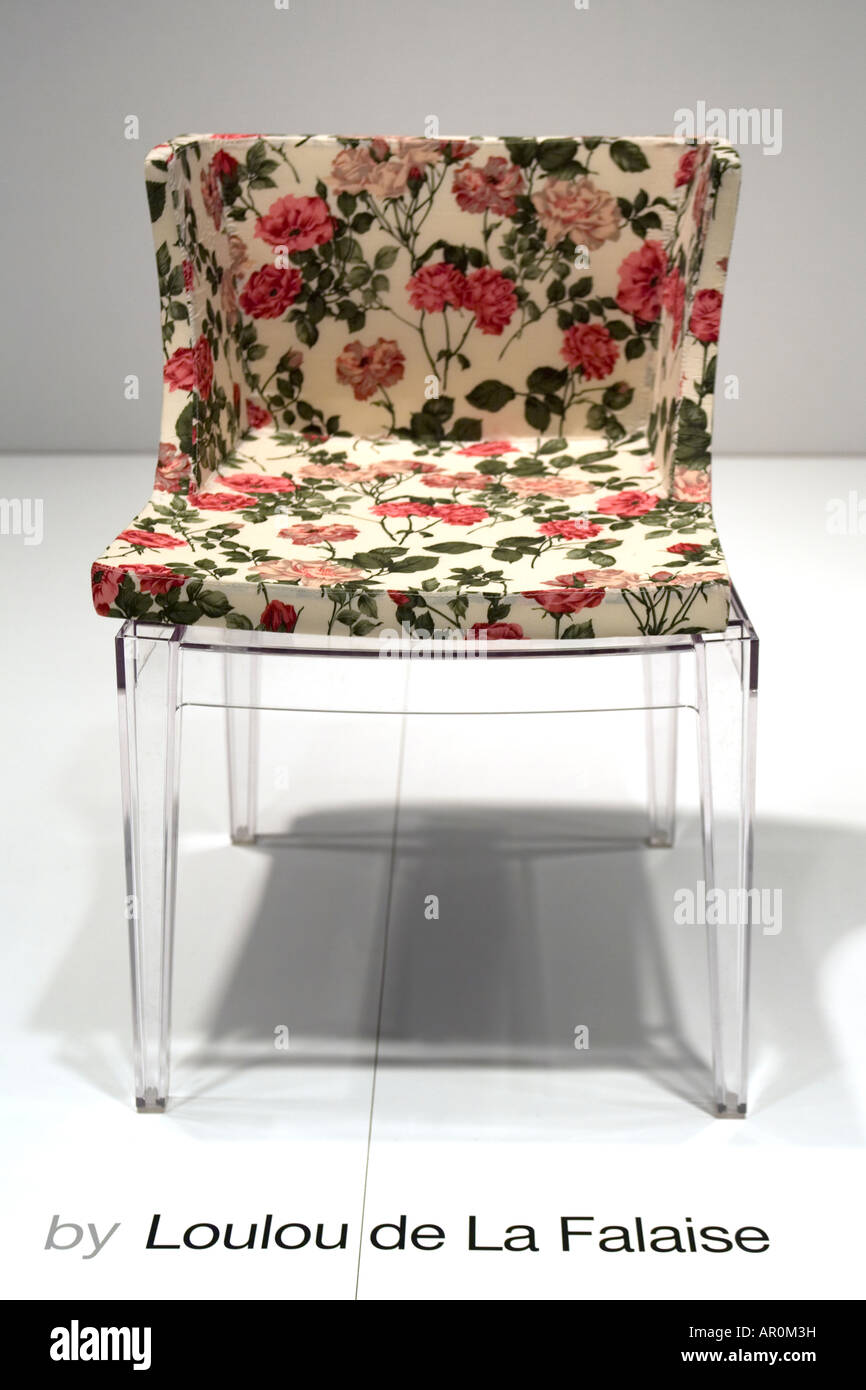 Designer Loulou de la Falaise's fabrik decorated chair Stock Photo