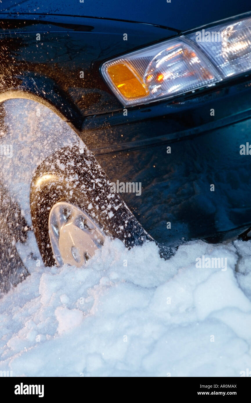 Car in ditch snow storm hires stock photography and images Alamy