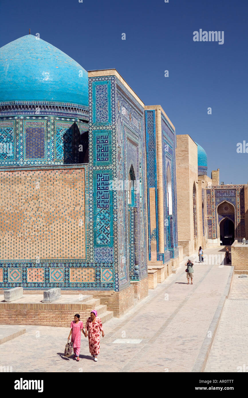 Line of mausoleums at Shahr i Zindah in Samarkand Stock Photo