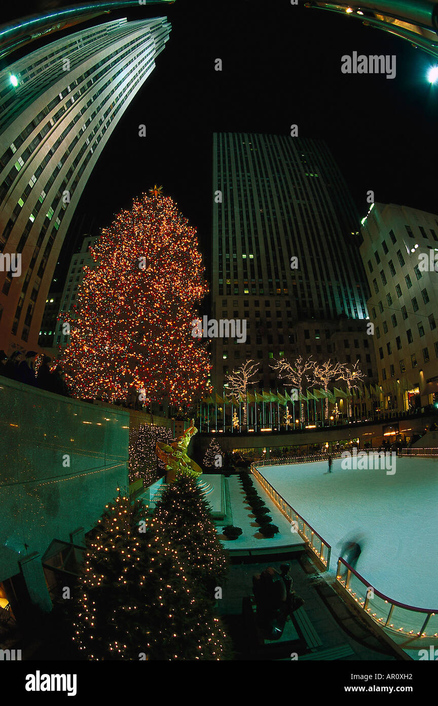 Rockefeller Center, Weihnachtsdeko, New York City USA Stock Photo