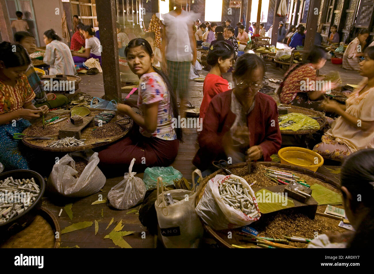 women and girls in cigar factory, Bago, Myanmar Stock Photo - Alamy