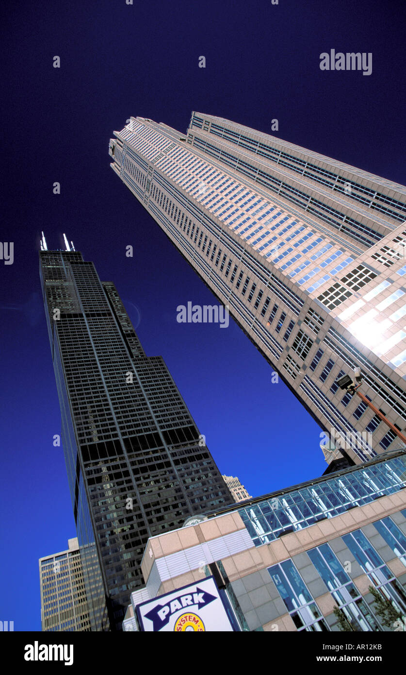 The Sears tower of Chicago viewed from below Chicago USA Stock Photo