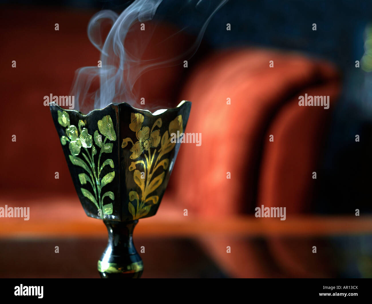 A Close-up view of Incense burner. Stock Photo