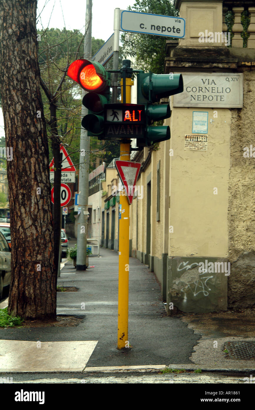Traffic lights Rome Italy Europe Stock Photo Alamy
