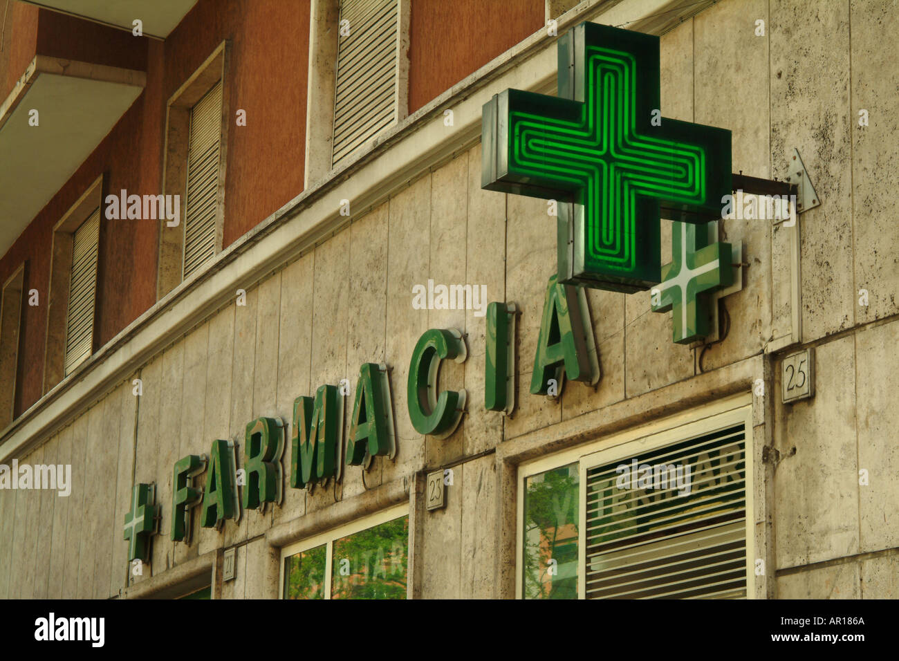 Pharmacy Farmacia sign Rome Italy Europe