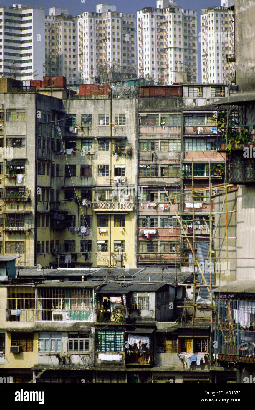 Massive urban overcrowding in Kowloon 2 Stock Photo