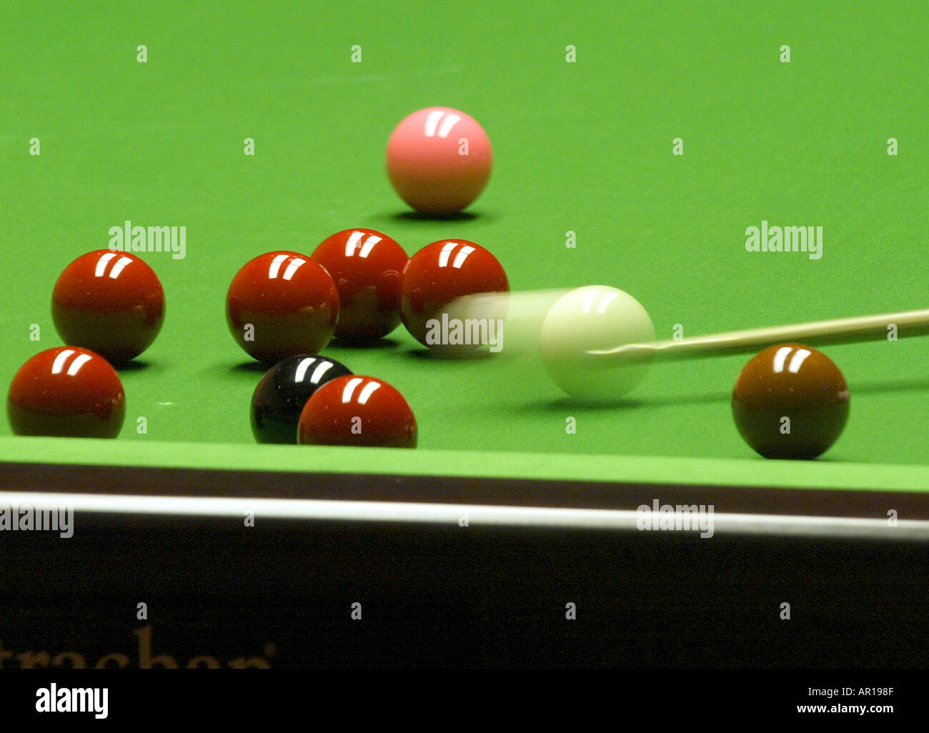 Snooker balls on the table at the 2004 World Snooker Championships at