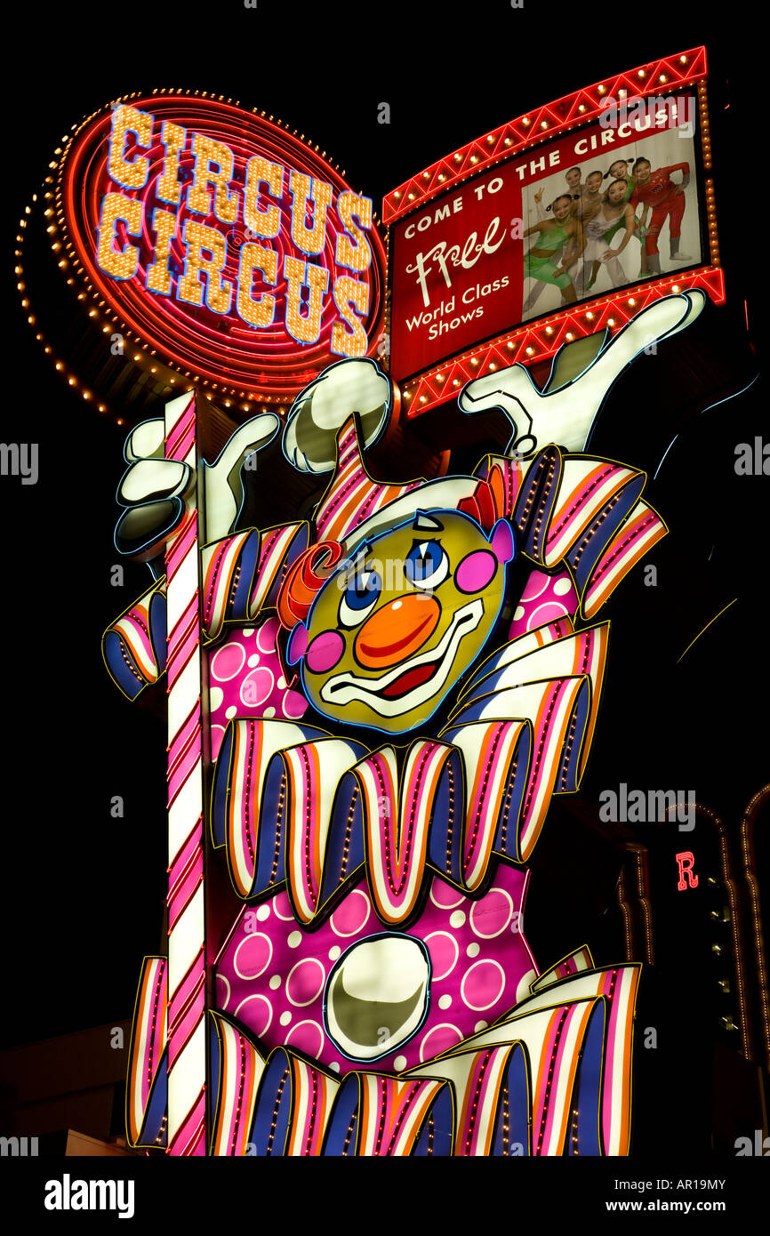 Sign for Circus Circus Hotel and Casino Downtown Reno Nevada Stock