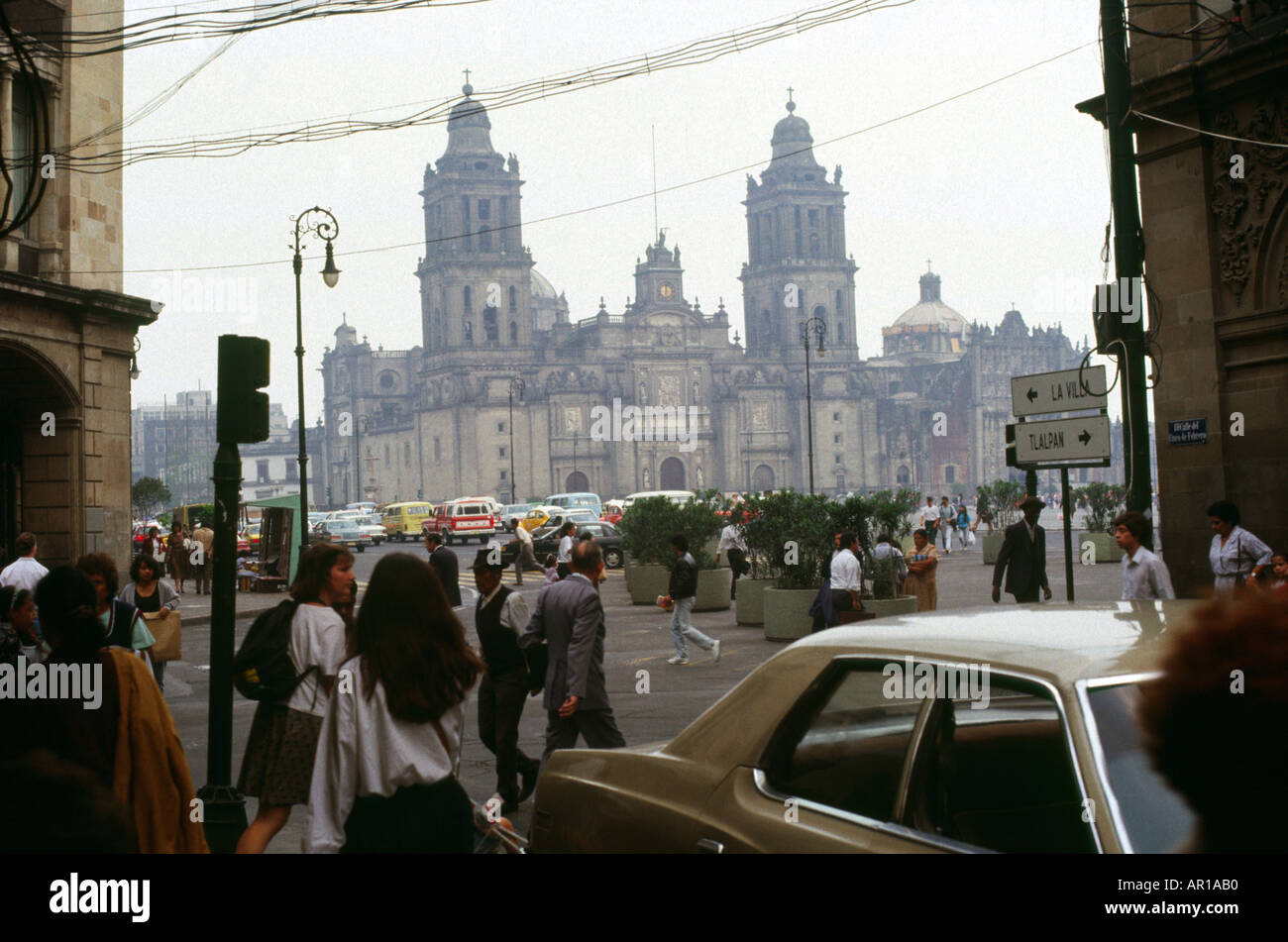 Zocalo and cathedral Mexico City Stock Photo