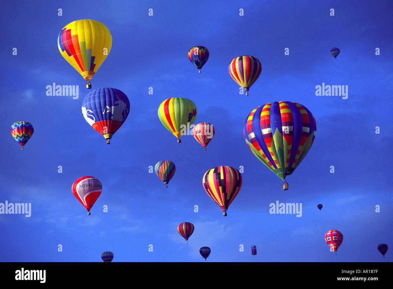Blue sky filled with colorful balloons at Hot Air Balloon festival ...