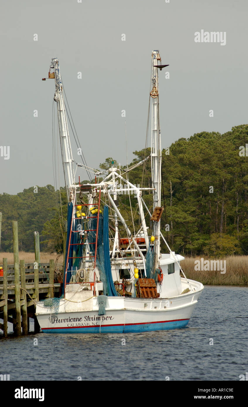 Commercial fishing boat on the Little River in South Carolina USA Stock Photo