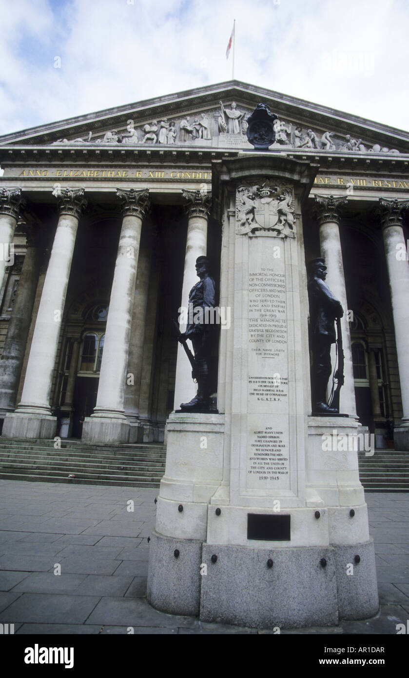 The War Memorial in Threadneedle Street which honours the Londoners who died in the Great War. Stock Photo