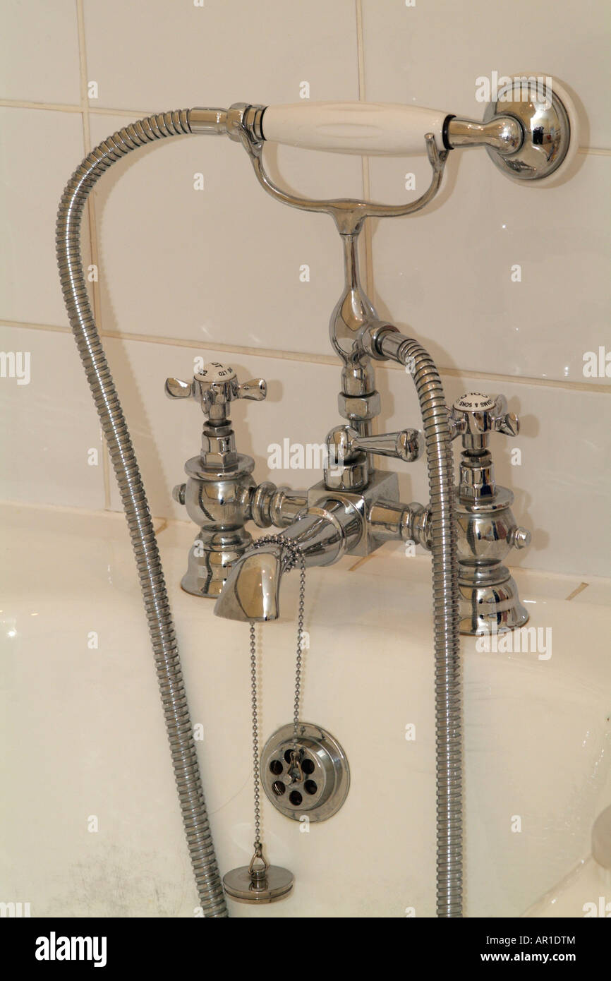 Hot and Cold Water Tap Bath Control Unit Stock Photo Alamy