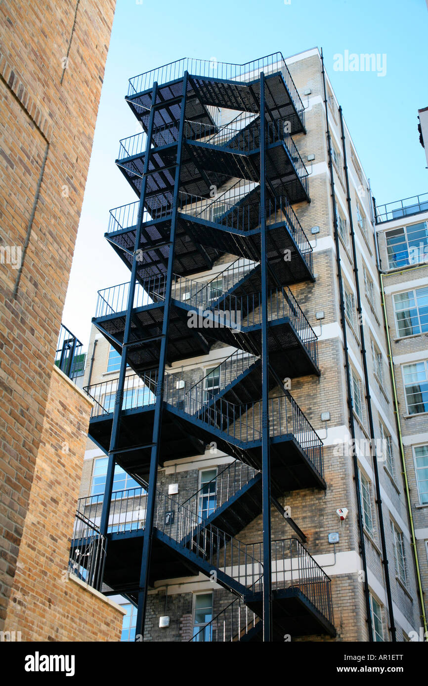 Fire escape stairs on tall building, Farringdon London Stock Photo Alamy