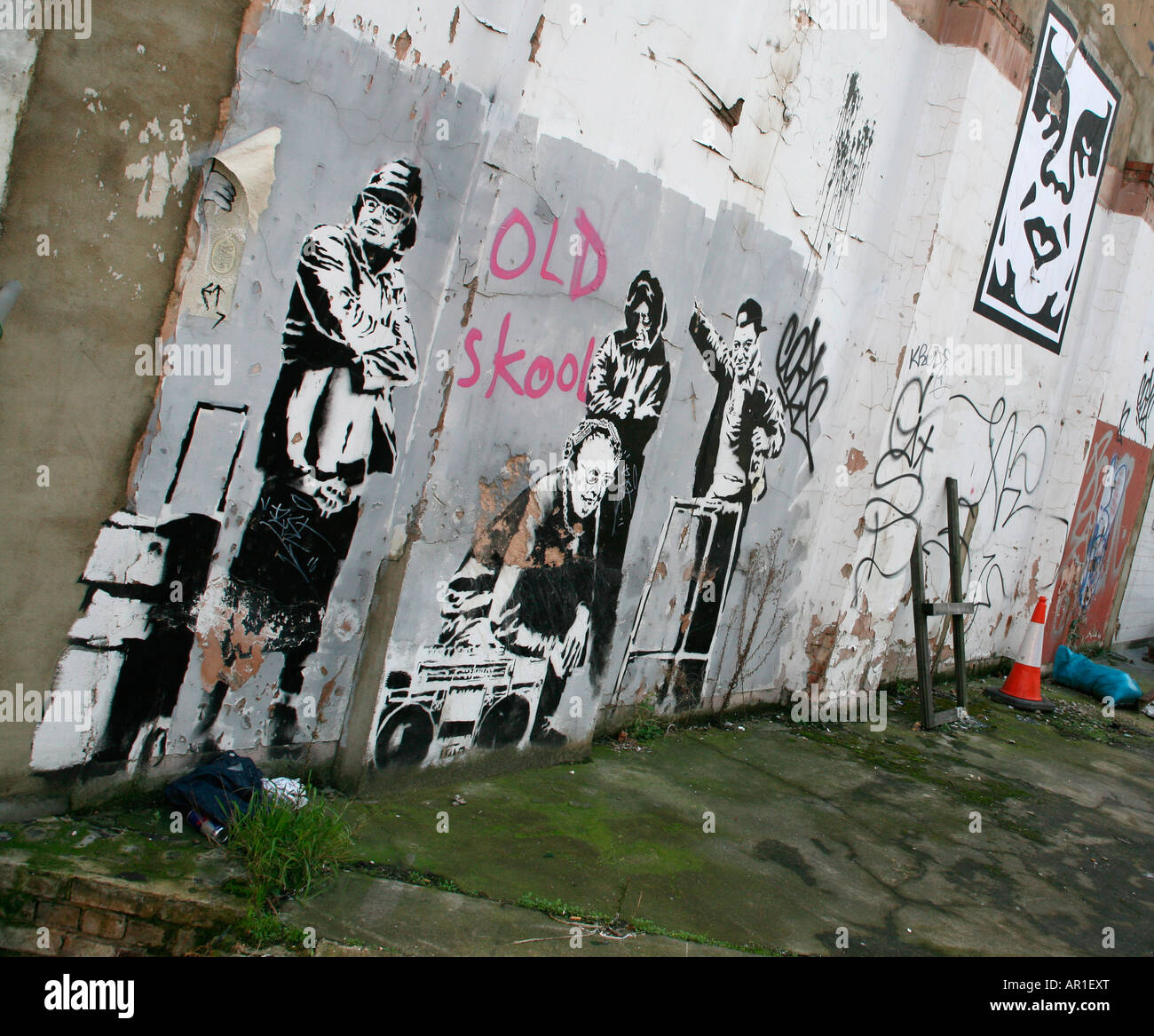 Banksy Old Skool Stock Photo - Alamy