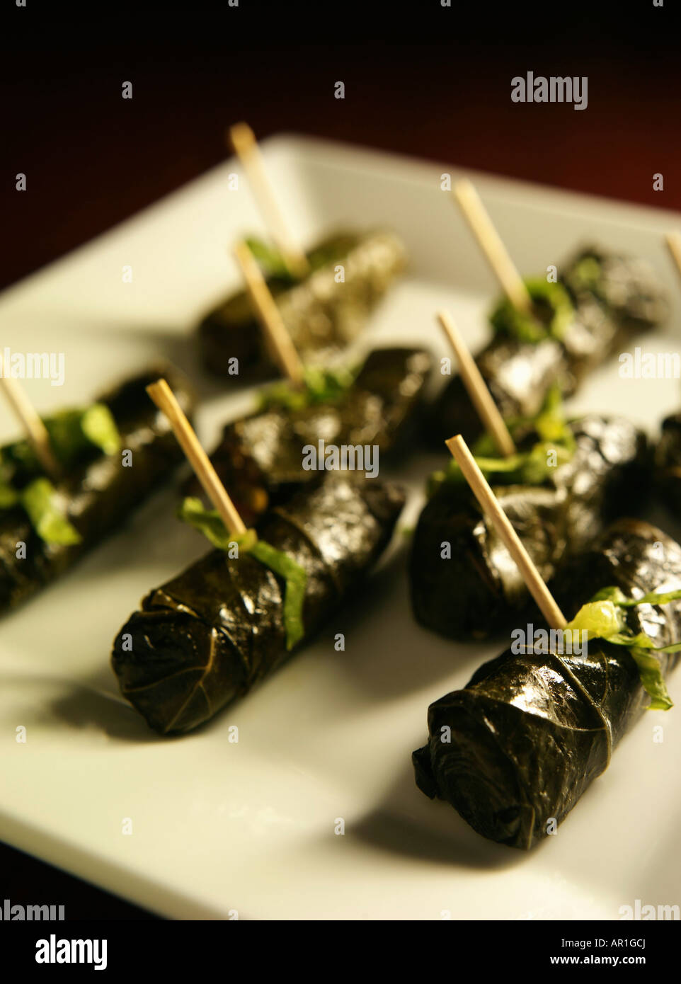 Stuffed GrapeVine Leaves served as appetizer Stock Photo Alamy