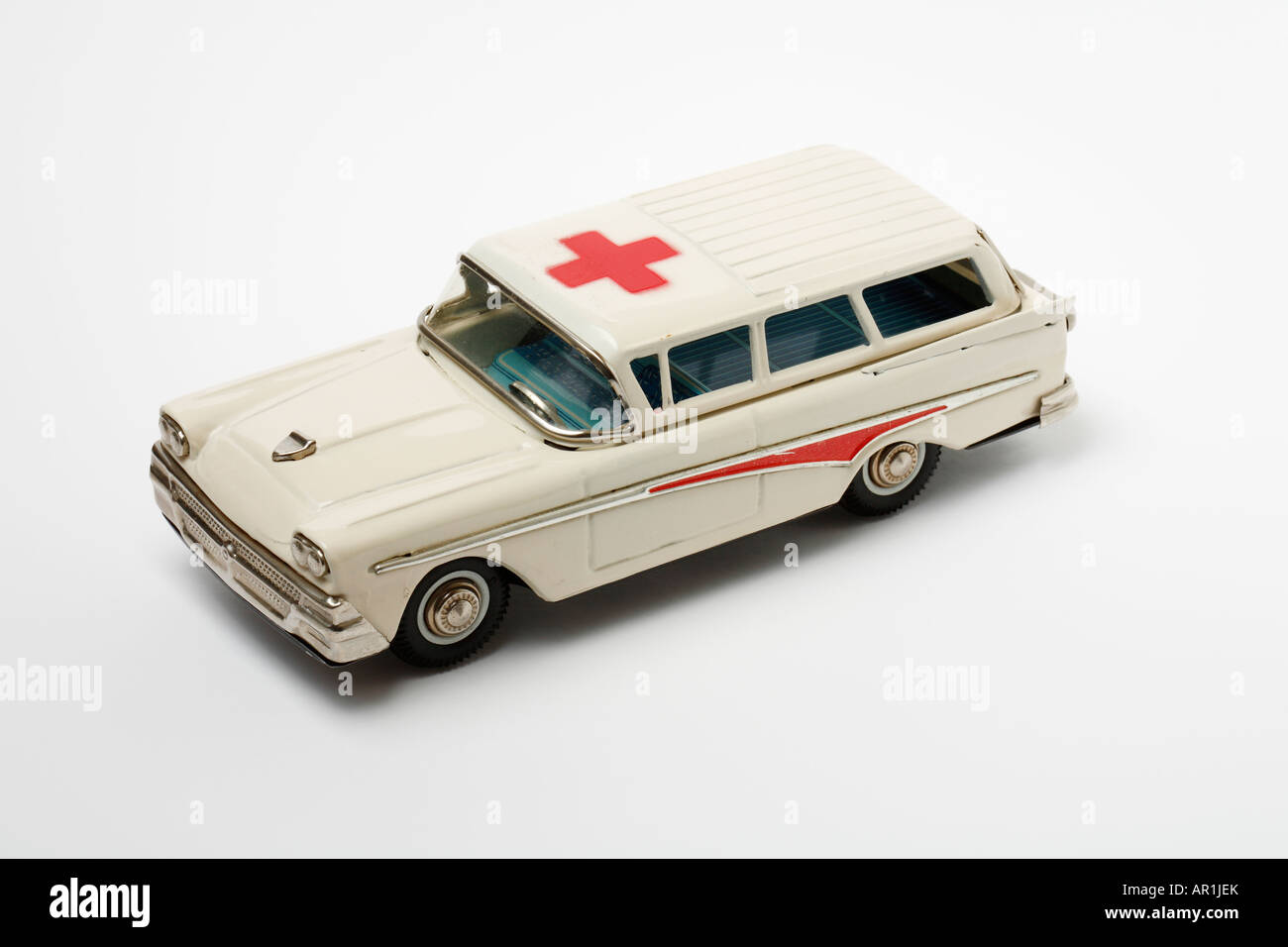 Vintage french made metallic toy ambulance Stock Photo