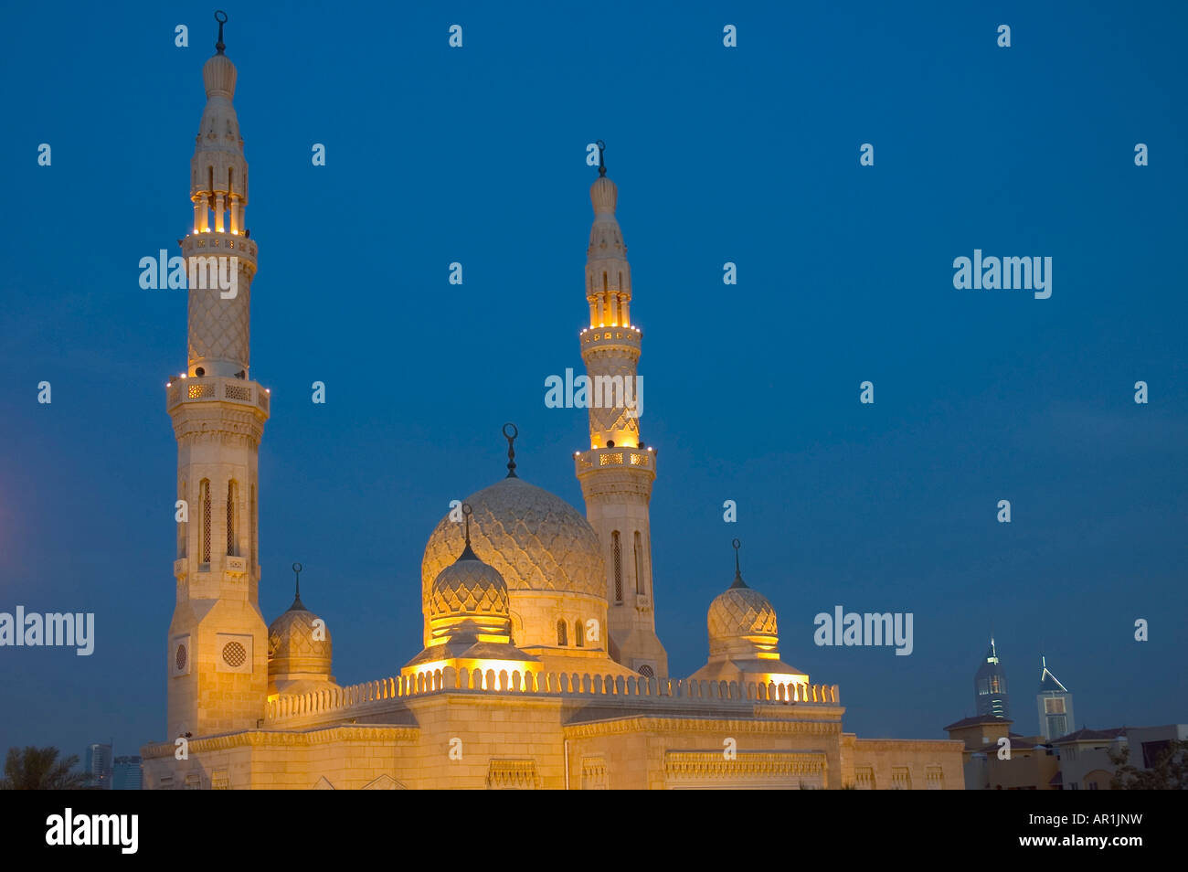 Illuminated view of the mosque seen during at night Stock Photo - Alamy