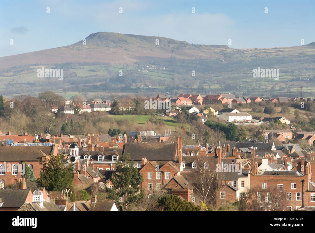 Clee Hill, Shropshire behind Ludlow Stock Photo Alamy