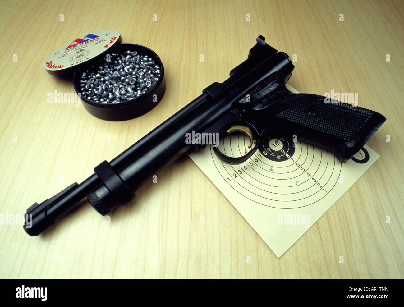 Airgun ammo and target. Stock Photo