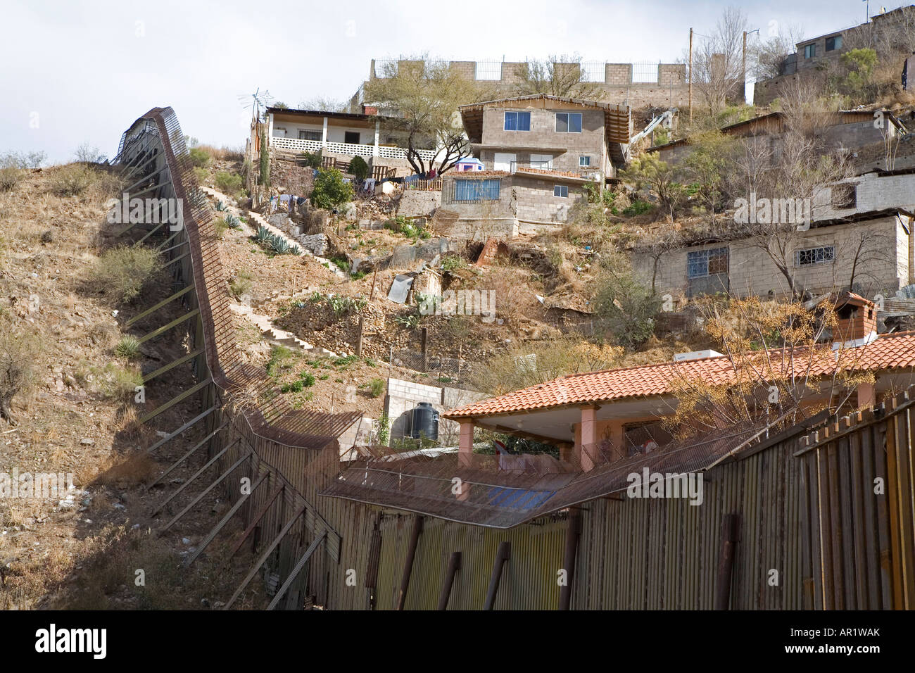 Nogales Arizona A section of the border fence that separates the United ...