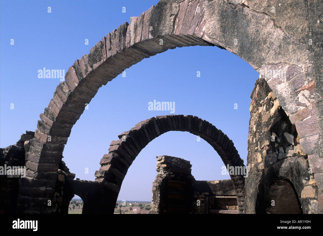 Temple Ruins near Jaisalmer, Rajasthan IN Stock Photo
