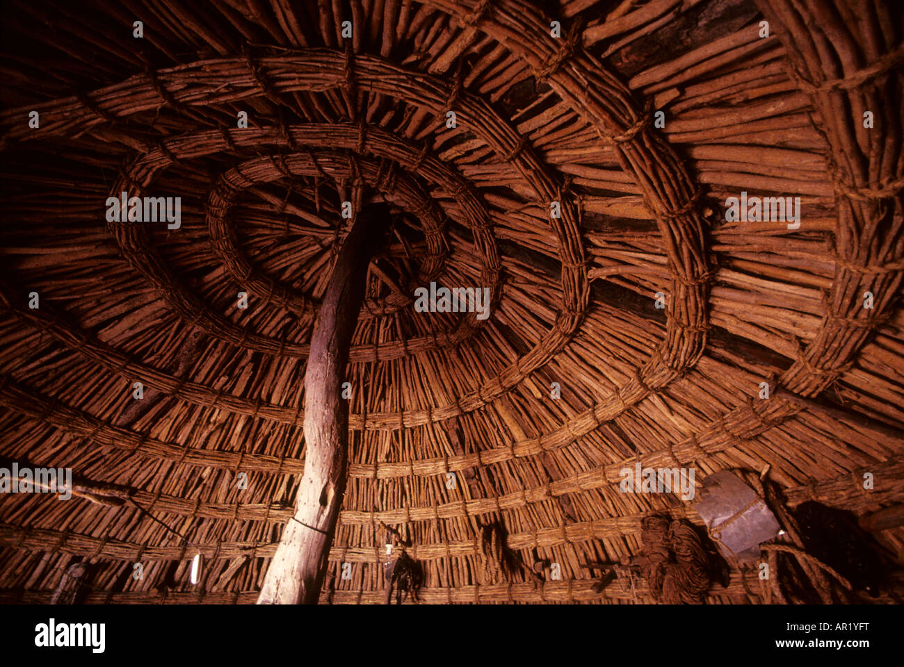 The interior of a nomadic hut in the Thar desert, Rajasthan IN Stock Photo