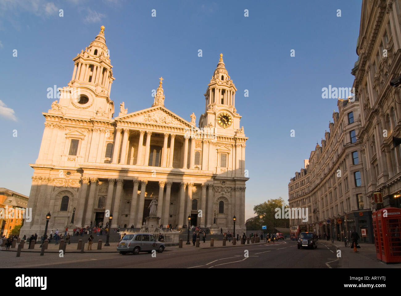 Horizontal wide angle of the westerly front entrance of St Paul's