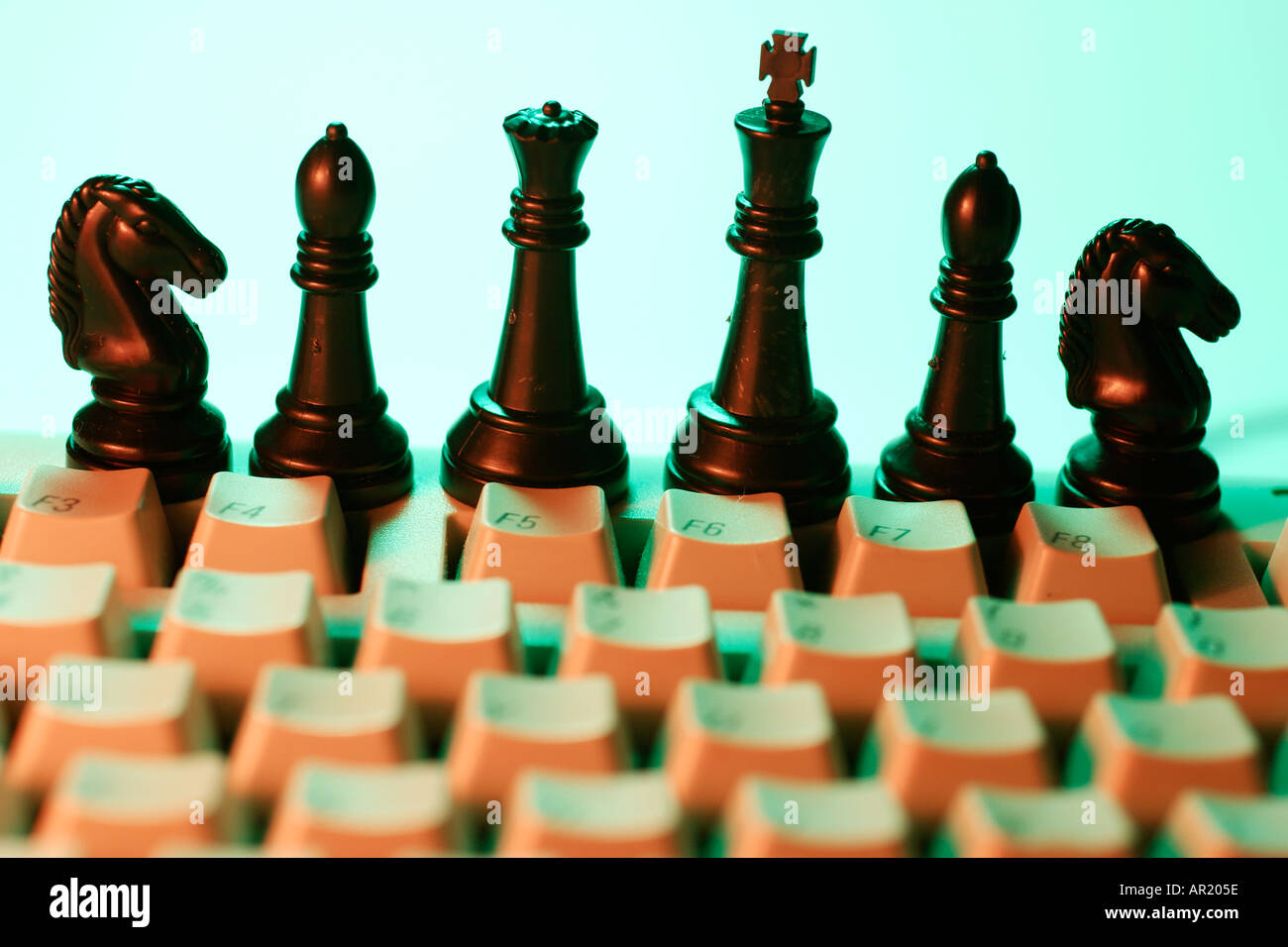 Chess Pieces and Computer Keyboard Stock Photo Alamy