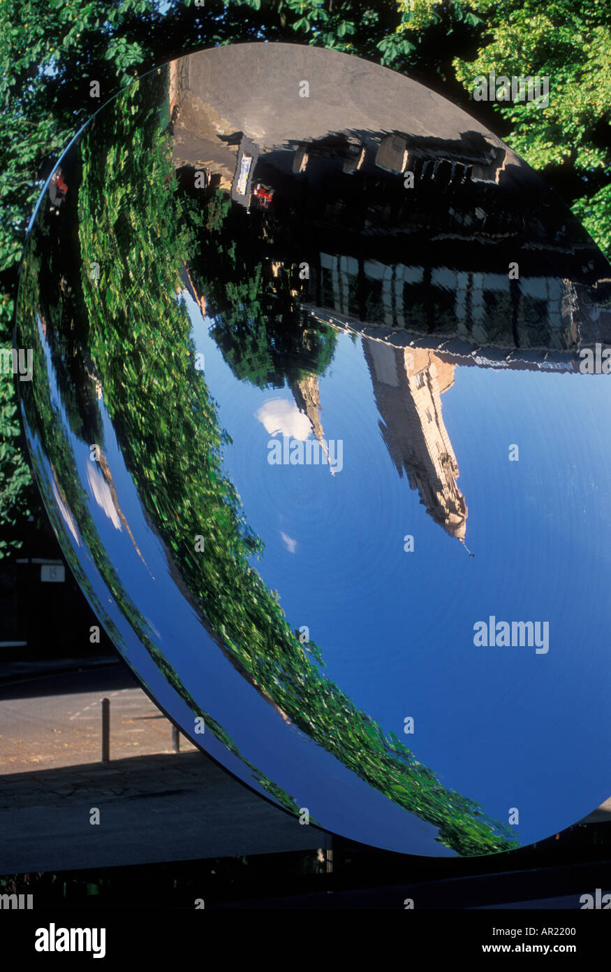The stainless steel Sky Mirror outside the Nottingham Playhouse theatre Nottingham England GB UK Europe Stock Photo