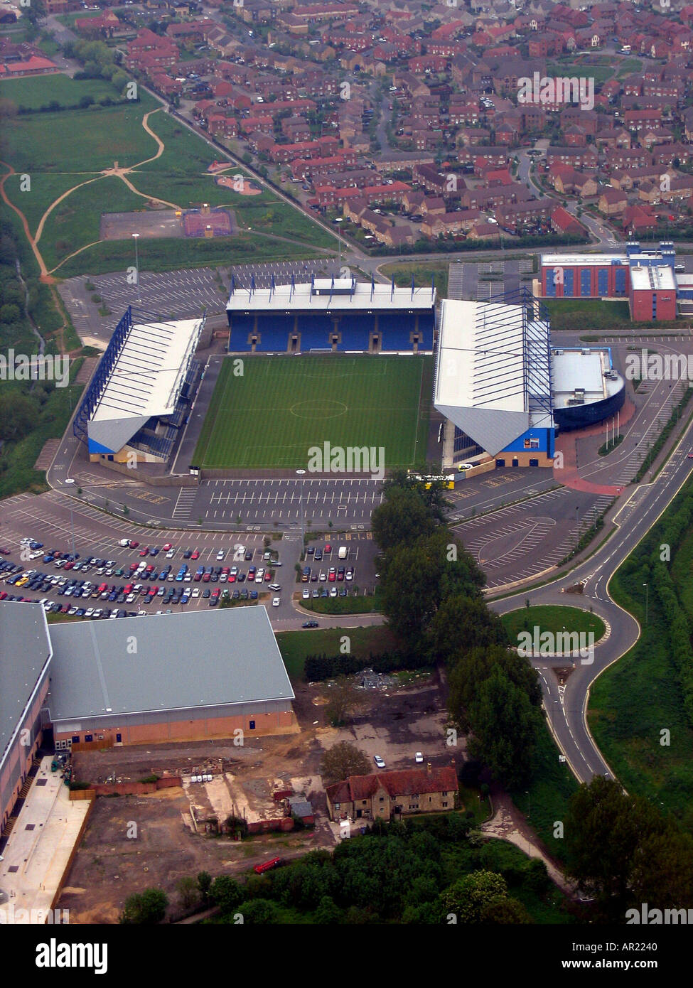 Aerial view of the new Kassam Stadium home to Oxford United Stock Photo