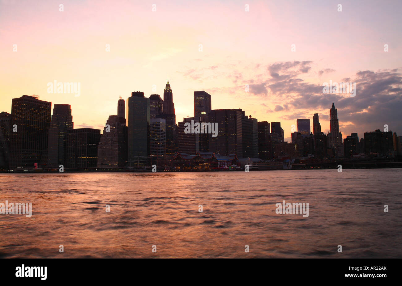 Manhattan skyline at sunset, New York City Stock Photo - Alamy