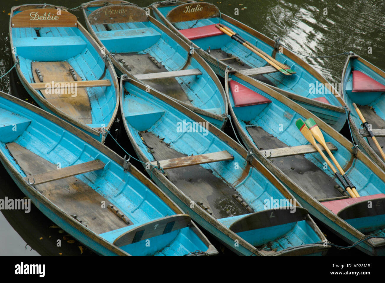 Boats on the River Cherwell under Magdalen Bridge Oxford England Stock Photo
