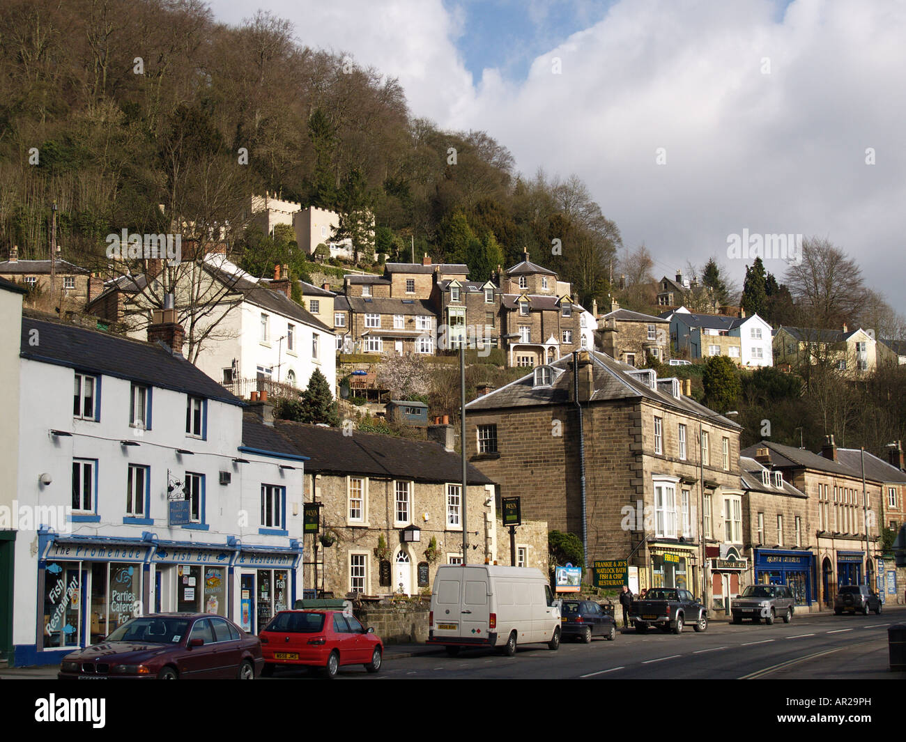 matlock bath high st shops shop fronts hill Stock Photo Alamy