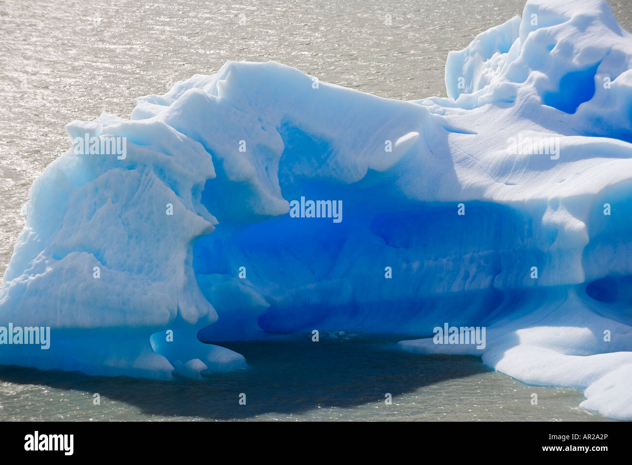 Blue iceberg Lago Grey Torres del Paine National Park Patagonia Chile Stock Photo